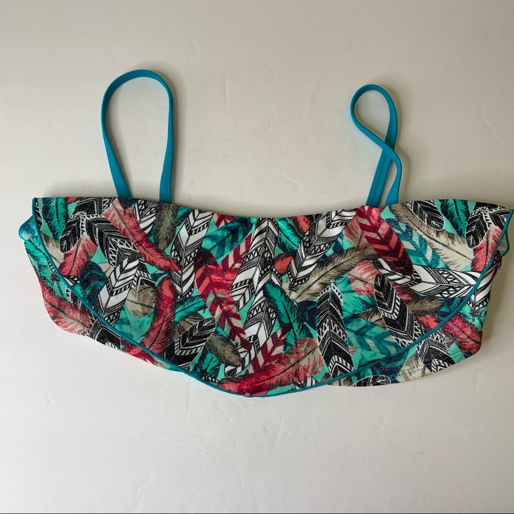 Girl’s Jessica Simpson Abstract Feather Bikini Top